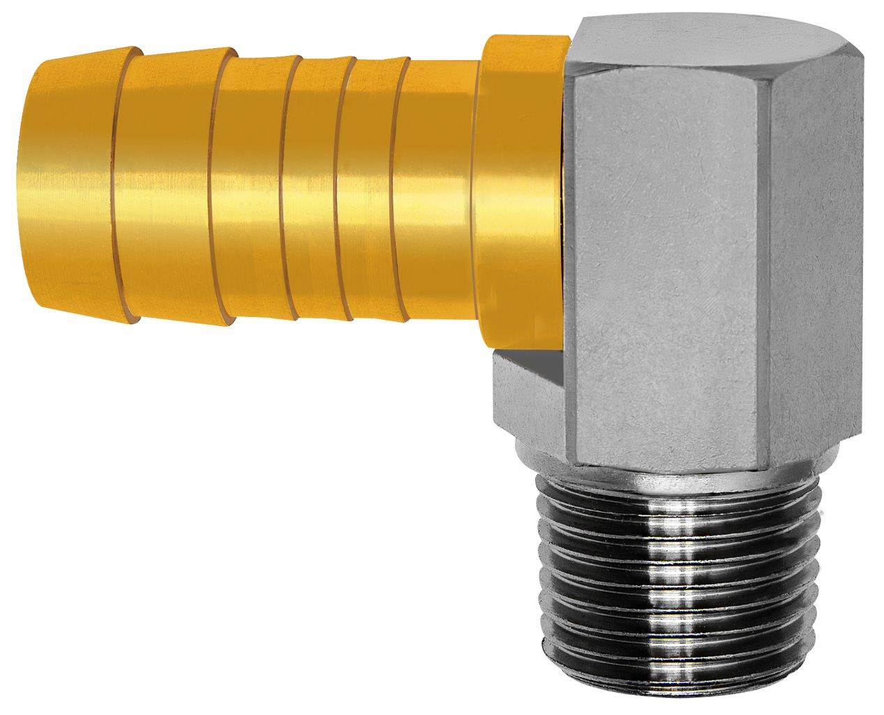 Winkel-Gewindetülle 90°, R 1/2 AG, Schlauchanschluss 19 mm, Messing - direkt von HUG Technik ✓