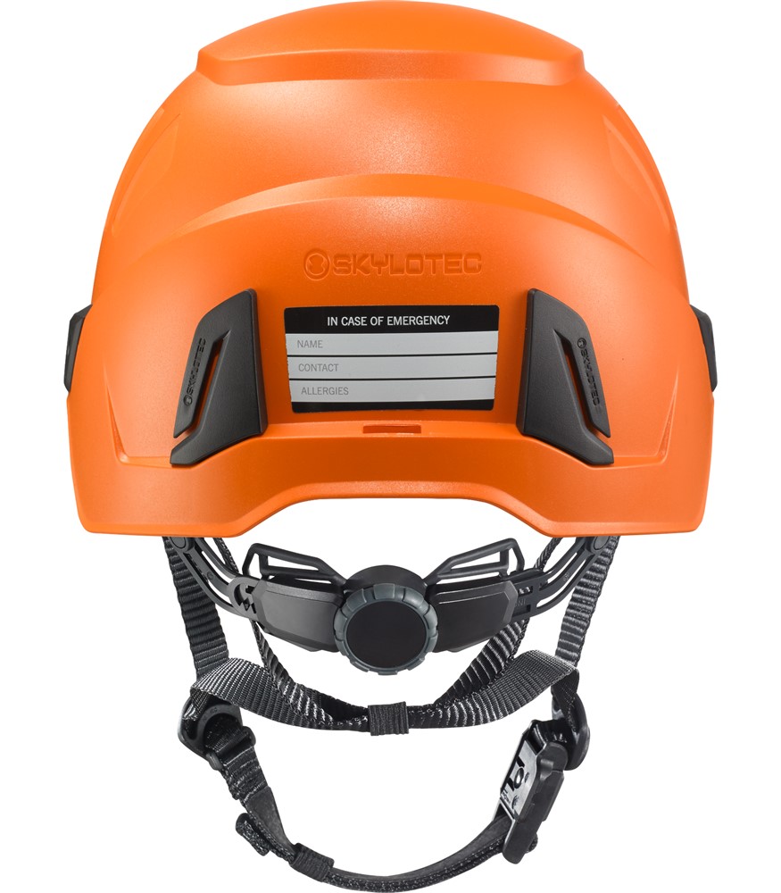 SKYLOTEC INCEPTOR GRX Industrieschutz- und Bergsteigerhelm orange Hinteransicht