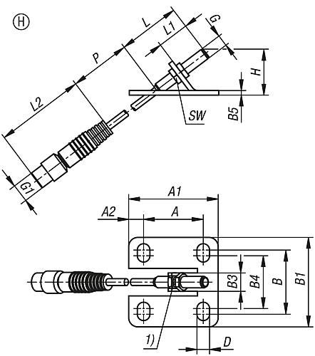 Zustandssensor mit Halter Fuß waagrecht, Schließer Gr.3 M06X35, Form H für Schnellspanner horizontal, Edelstahl blank - K1736.06111 - bei HUG Technik ✭