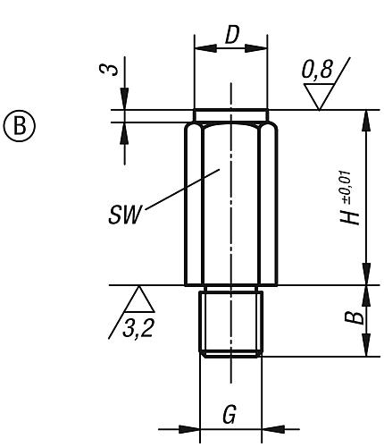 Positionsfuß M06X11 H=10, Form:B Vergütungsstahl, SW=10 - K0299.206010 - gibt’s bei HUG Technik ✓