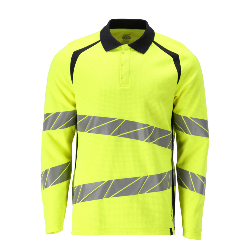 MASCOT® ACCELERATE MULTISAFE Polo-Shirt, Langarm  Gr. 2XL, hi-vis gelb/schwarzblau - bei HUG Technik ✭
