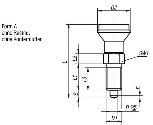 Arretierbolzen Form A D 6 M 12 x 1,5 - K0339.1206 - direkt bei HUG Technik ✓