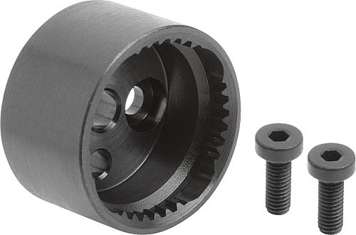 Rastelement mit Innenverzahnung, Form: B, D4=23, N=38, H=13,5, Stahl brüniert, Komp: Stahl - K1446.22338 - bei HUG Technik ☆