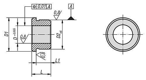 Buchse Stahl, brüniert, D=10 - K0362.10 - bei HUG Technik ✭