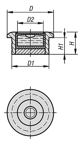 Dosenlibelle mit Bördelrandfassung D1=18 H=10 Messing, Strahlenvernetzt, D=20, E30' Empfindlichkeit 30' - K1152.181030 - erhältlich bei ♡ HUG Technik ✓