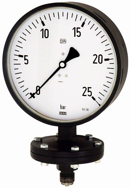 Plattenfedermanometer, G 1/2 radial unten, -1 / +1,5 bar, ø 100 mm, Robustausf. - bei HUG Technik ✭