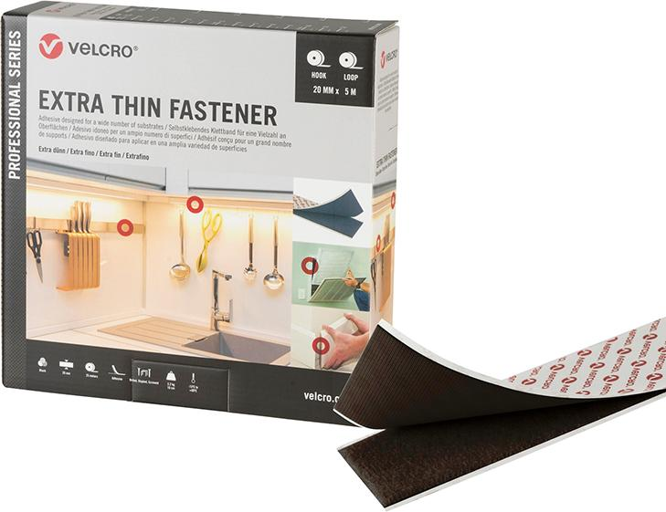 VELCRO® Klettband Extra Thin Fastener 20mm, schwarz - erhältlich bei ♡ HUG Technik ✓