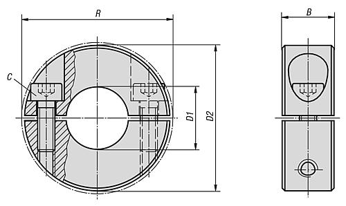 Klemmring geteilt Aluminium 10X24, B=9 - K0612.01003 - bei HUG Technik ☆