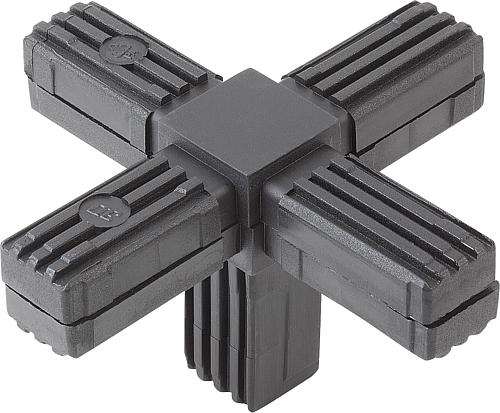 Steckverbinder Kreuz mit Abgang Polyamid, Komp:Stahl - K0621.1201512 - bei HUG Technik ✓