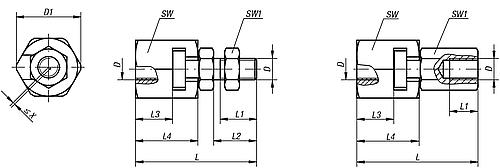 Schnellsteckkupplung mit Radialversatzausgleich M06 Stahl, Außengewinde L2=14 - K0709.0614 - bei HUG Technik ✓