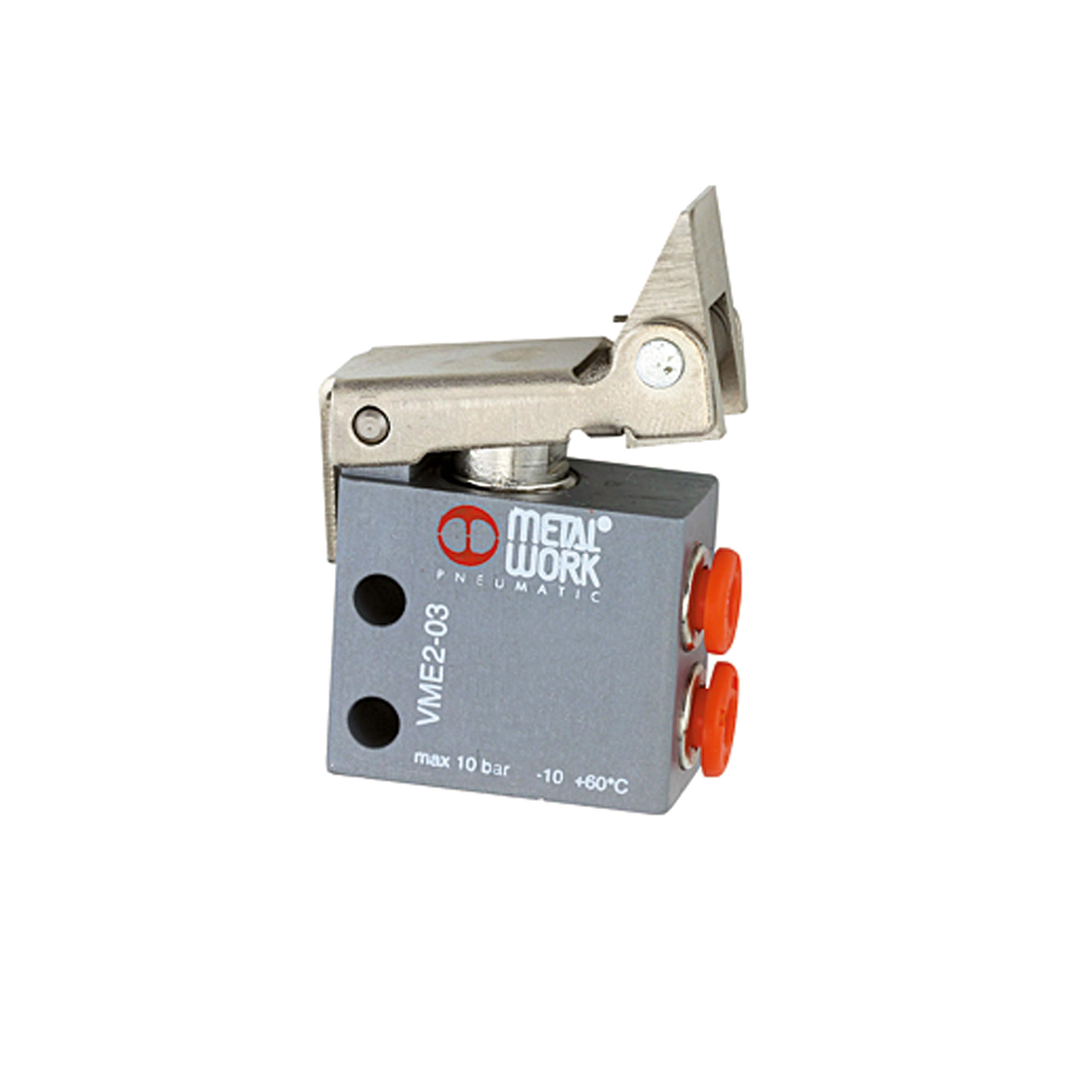 3/2-Miniventil, mech., Rollenhebel, freier Rücklauf, M5 seitl. - bei HUG Technik ♡