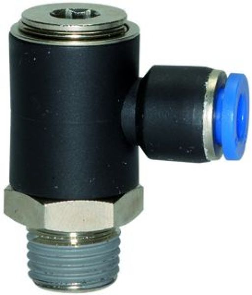 L-Steckverschraubung R 1/4 AG, SW 17, L1 23.5, L2 38, Schlauch-Außen-ø 6, drehbar, »Blaue Serie« - erhältlich bei ♡ HUG Technik ✓