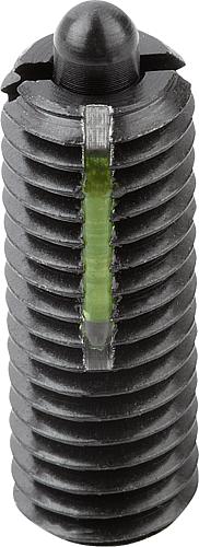 Federndes Druckstück verstärkte Federkraft M05 L=18 Stahl, LONG-LOK, Komp: Bolzen aus Stahl - K0327.205 - bekommst Du bei HUG Technik ♡