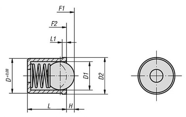 Federndes Druckstück glatte Ausführung D=10 L=13,5 Edelstahl, Komp: Edelstahl - K0333.10 - bei HUG Technik ✭