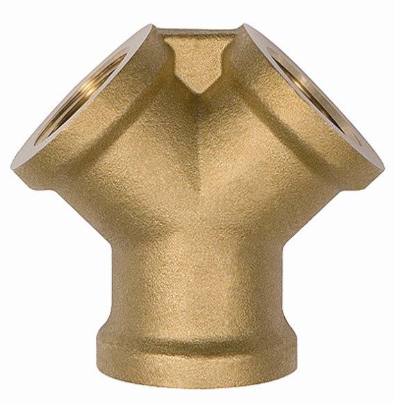 Verteiler 2-fach 1/2 innen Messing blank - direkt von HUG Technik ✓