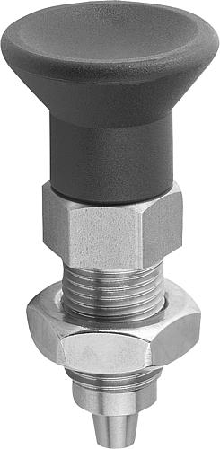 Arretierbolzen Premium gehärtet Gr.1 M10x1, Form: B Thermoplast, konisch, Komp: Edelstahl, D=5 - K0736.502105 - bei HUG Technik ☆