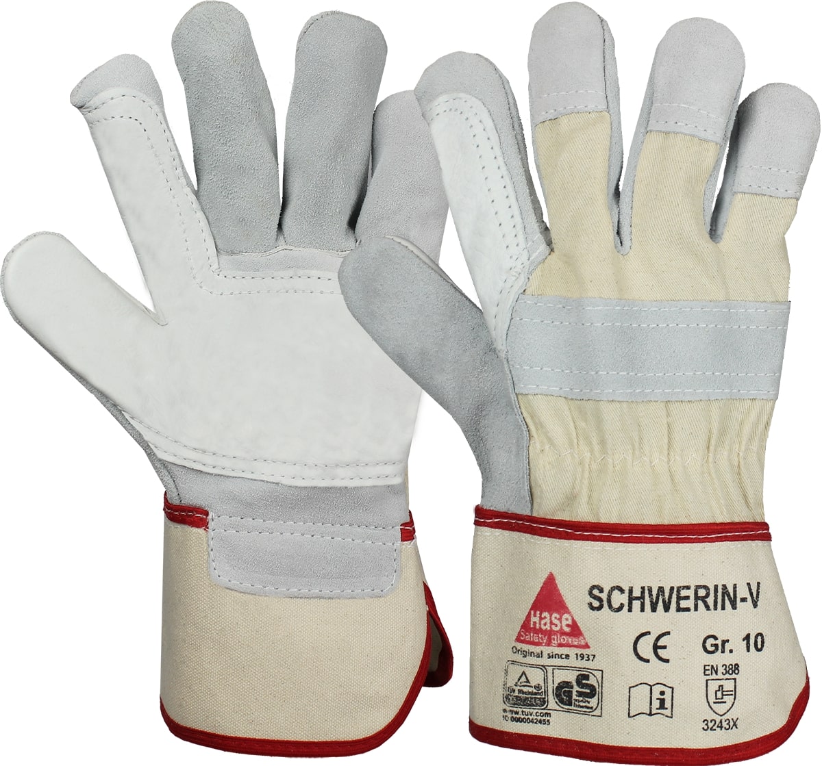 SCHWERIN-V, Arbeitshandschuh aus Rindspalt-/Rindnarbenleder - bekommst Du bei HUG Technik ♡
