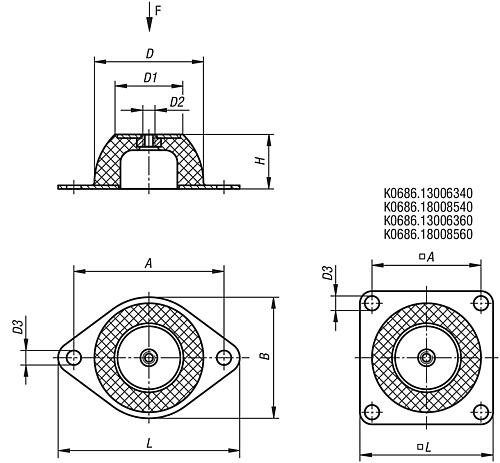 Hutelement Typ H2 D=130 Stahl, Komp: elast. Naturkautschuk - K0686.13006340 - kommt direkt von HUG Technik 😊
