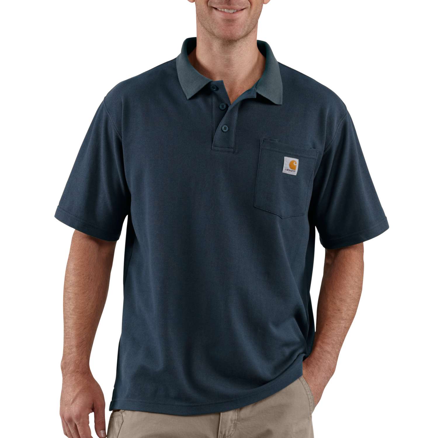 carhartt® Herren Poloshirt WORK POCKET POLO S/S navy - bei HUG Technik ✓