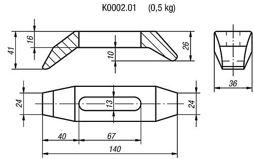 Spanneisen gekröpft Vergütungsstahl, A=140 - K0002.01 - bei HUG Technik ☆