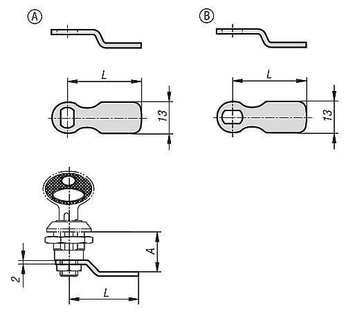 Zunge für Drehriegel abschließbar klein, Stahl - K0521 - bei HUG Technik ✓