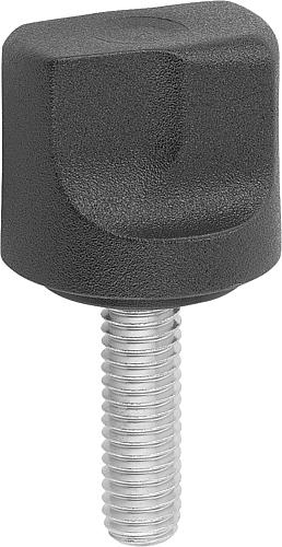 Griffschraube Gr.1 M03x10 D1=16 H=15, Form: L Thermoplast, schwarz RAL7021, Komp: Stahl, Komp: blau passiviert - K1126.103x10 - direkt bei HUG Technik ✓