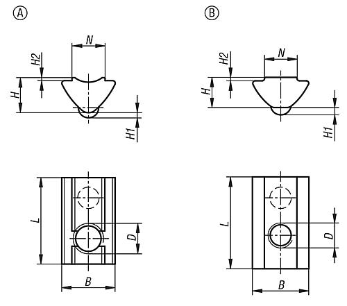 Nutenstein einschwenkbar M03 B=13,5, Form:B Stahl, mit Steg - K1024.0803 - bei HUG Technik ✓