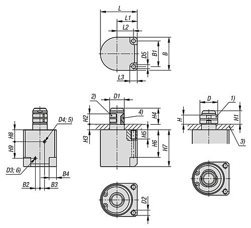 Zentrierspanner pneumatisch, D1=16, D=20, M03, Edelstahl, Komp: Nitrilkautschuk - K1742.16 - bei HUG Technik ✭