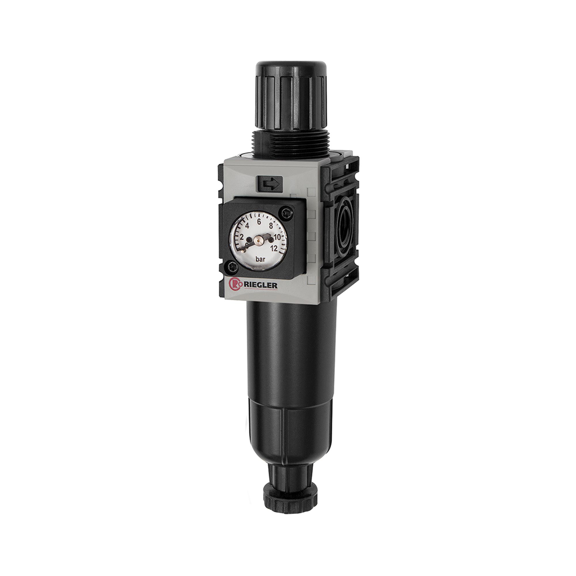 Filterregler »FUTURA-mini«, Metallbehälter, Kompaktmanometer, HA, G 1/4, 0,5-8 - erhältlich bei ♡ HUG Technik ✓