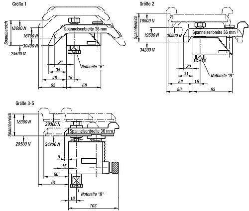 Spanneisen gekröpft Gr.1 Vergütungsstahl, mit Verstelleinheit, B=12 - K0004.10x12 - gibt’s bei ☆ HUG Technik ✓