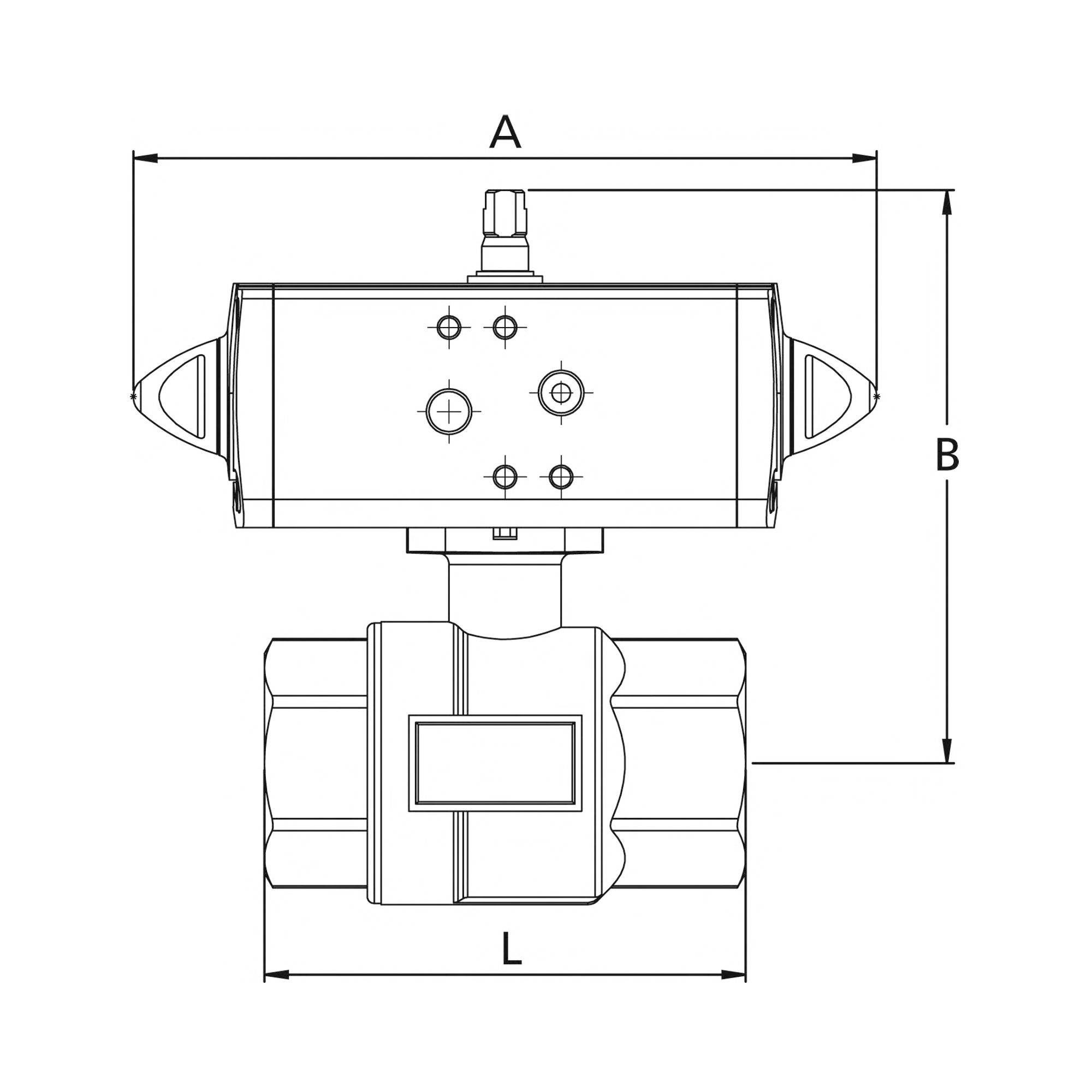 Messing-KH, pneum. Stellantrieb, doppeltwirkend, Rp 1/2 🖤 bei HUG Technik ✓
