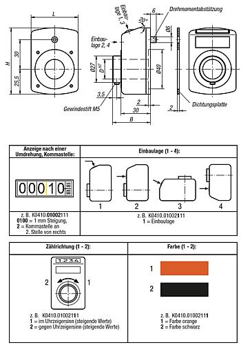 Positionsanzeiger digital Polyamid, orange, Komp: Stahl, P=1,5 - K0410.01501111 - bei HUG Technik ✓