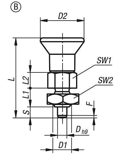 Arretierbolzen kurze Ausführung Gr.0 M08, Form: B Edelstahl, D=4 - K0748.12004080 - direkt von HUG Technik ✓