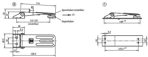 Spannverschluss einstellbar, Form: C Edelstahl, Anschraubbohrung sichtbar - K0048.3631392 - bekommst Du bei HUG Technik ♡