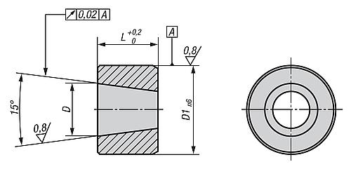 Buchse gehärtet Gr.1 D1=8 Edelstahl, konisch, D=5 - K0736.91005 - gibt’s bei ☆ HUG Technik ✓