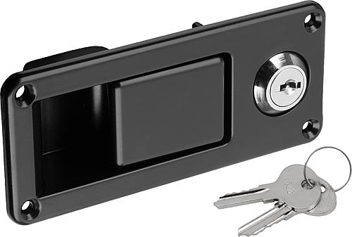 Auslöser mit Schloss, Form: B Montage vorne, Zink schwarz pulverbeschichtet, Komp: Zink schwarz pulverbeschichtet - K1481.2101114511 - direkt von HUG Technik ✓