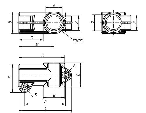 Rohrverbinder T-Stück Thermoplast, Komp:Stahl, A=18, B=18 - K0475.1818 - bei HUG Technik ✭