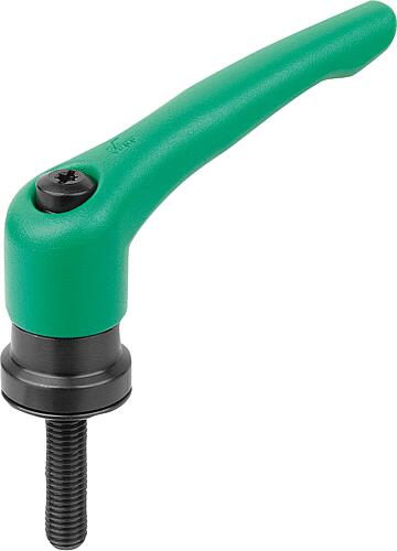 Klemmhebel mit Spannkraftverstärker Gr.4 M10X50, Zink grün RAL6032 strukturmatt, Komp:Stahl brüniert - K1599.410185X50