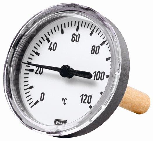 Bimetallthermometer, G 1/2 hinten, Tauchschaftlänge 100, ø 63, 0 bis 120 °C - gibt’s bei HUG Technik ✓