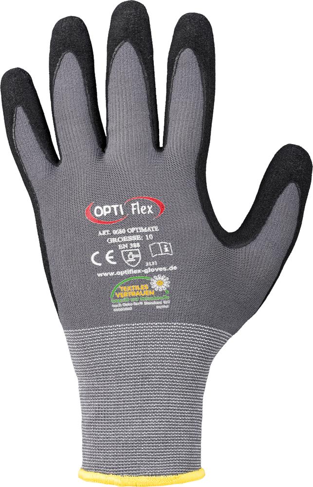 Optiflex® Handschuh Optimate, Nitril, grau-schwarz - bekommst Du bei ★ HUG Technik ✓