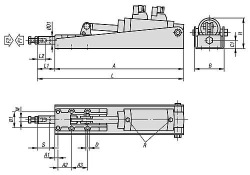 Schubstangenspanner, Form:B Stahl - K0094.0600 - direkt von HUG Technik ✓