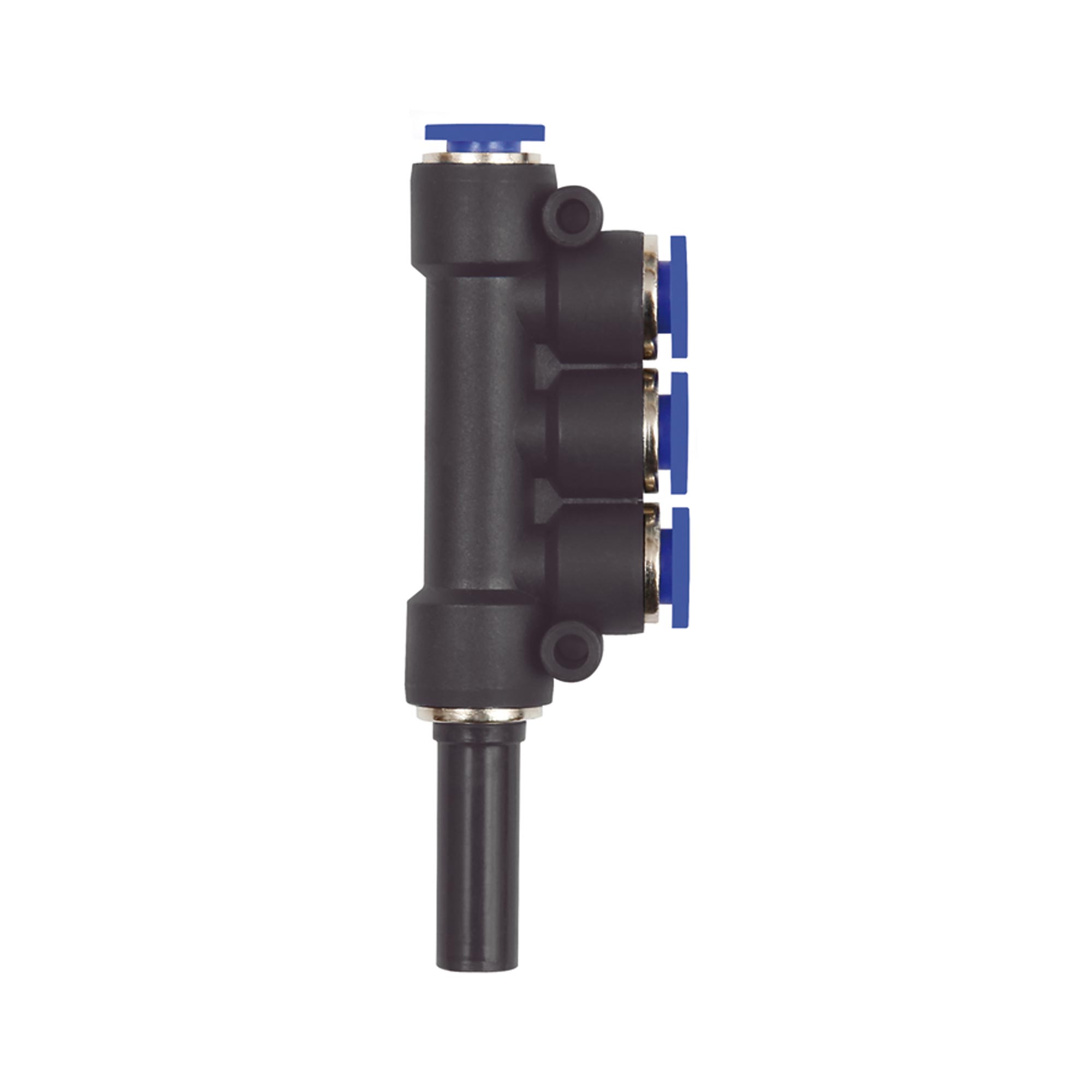 T-Mehrfachvert. 3fach, Stecknippel 8 mm »Blaue Serie« Schl.-Ø 4x4 - erhältlich bei ☆ HUG Technik ✓