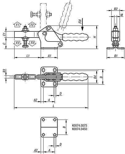 Schnellspanner horizontal Edelstahl, Komp: Kunststoff, M=M05x35 - K0074.0075N - direkt von HUG Technik ✓