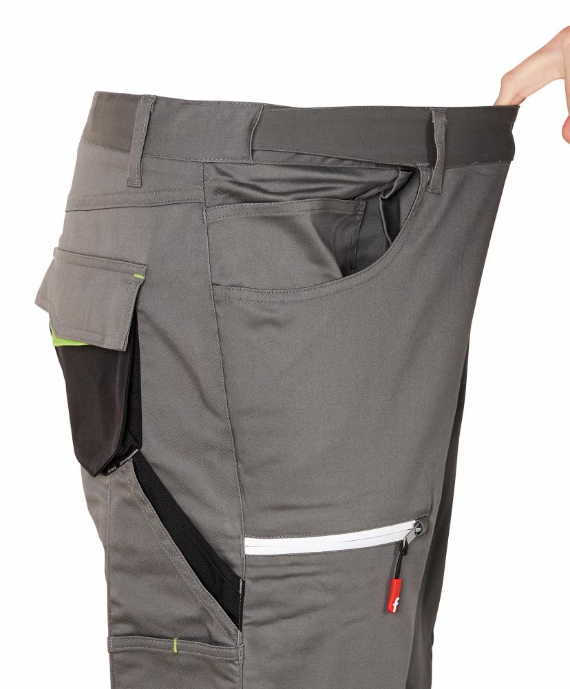FORTIS Damen-Cargohose Flex, grau-schwarz-lime - jetzt NEU bei HUG Technik  😊