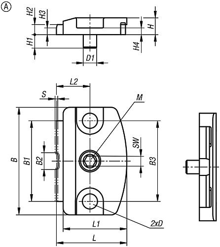 Flachspanner mit Exzenter, Form: A mit Zylinderstift, S=0,8, F=1,3, Vergütungsstahl schwarz brüniert - K1696.00130 - erhältlich bei ✭ HUG Technik ✓