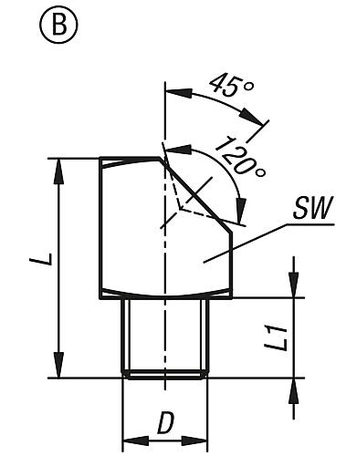 Trichterschmiernippel abgewinkelt 45° M06X1, Form:B Stahl, Vierkant - K1134.1206100 - bei HUG Technik ☆