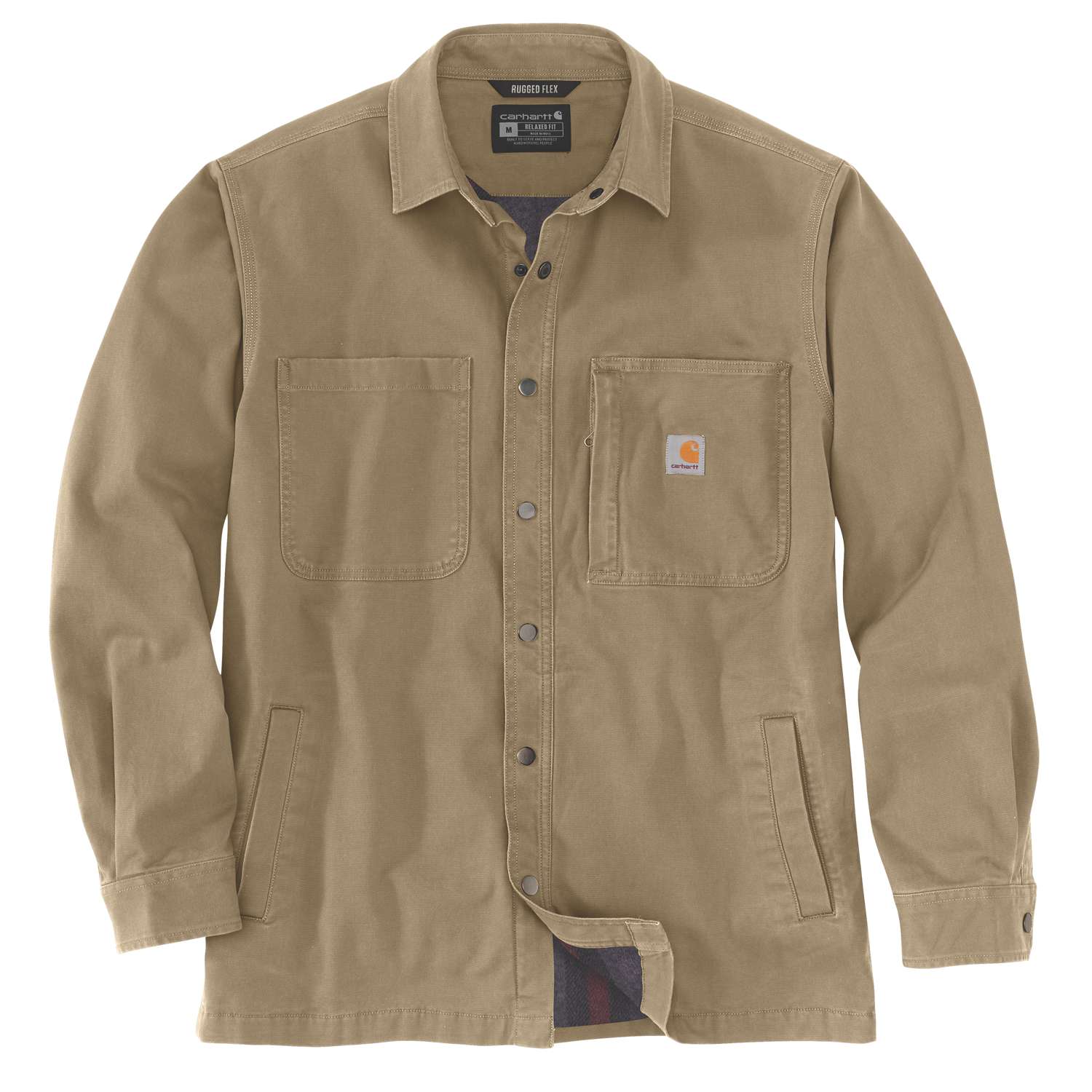 carhartt® Herren-Hemdjacke »FLEECE LINED SNAP FRONT SHIRT JAC« dark khaki Flach  - erhältlich bei ✌ HUG Technik ✓