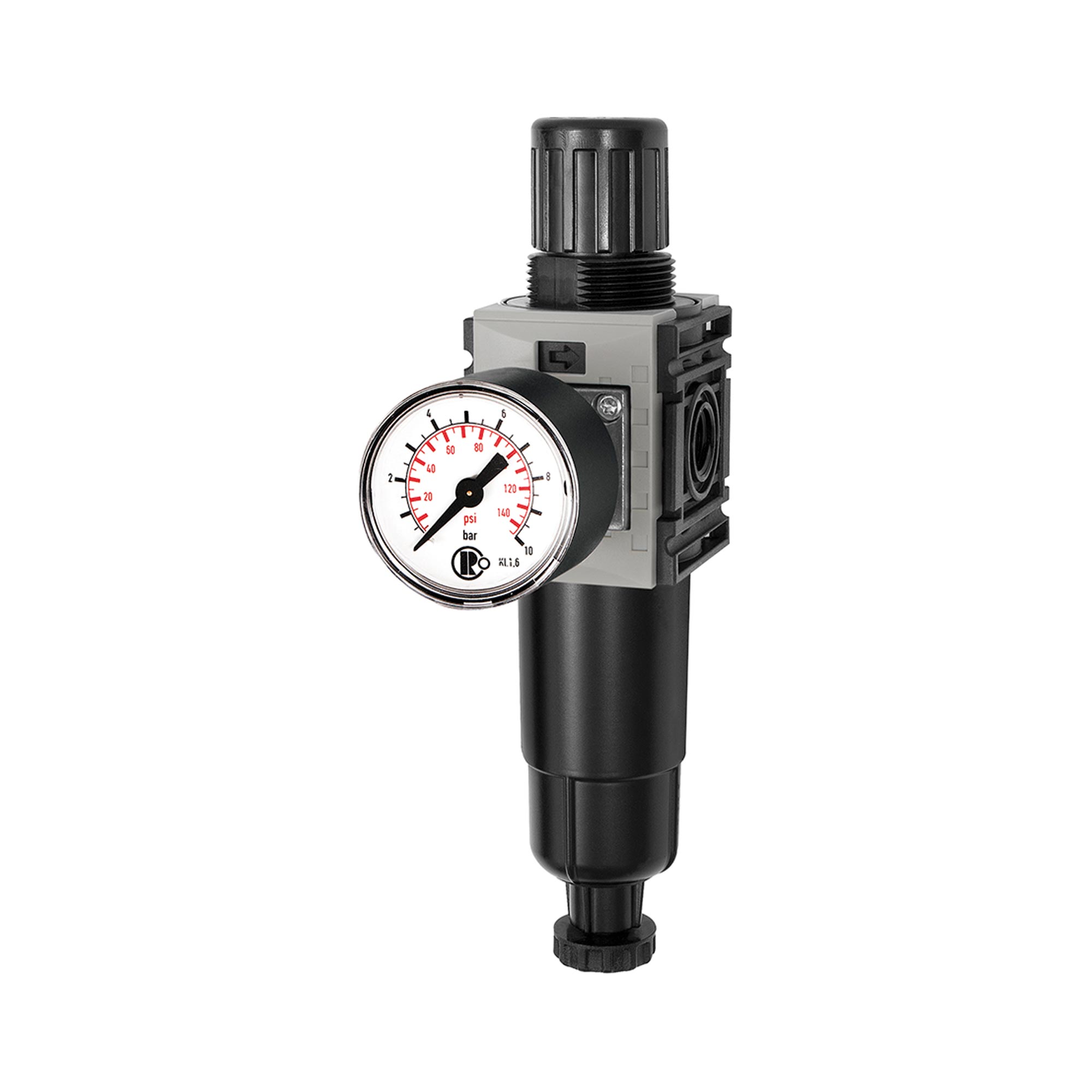 Filterregler »FUTURA-mini« Metallbehälter, Standardmanometer, HA, G 1/4, 0,5-8 - erhältlich bei ✌ HUG Technik ✓