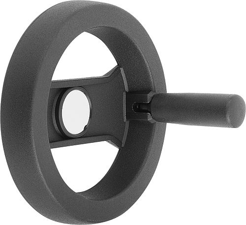 2-Speichen-Handrad mit Nut D1=129 Polyamid, Komp: Polyamid, D=12 - K0725.7130X12 - erhältlich bei ♡ HUG Technik ✓