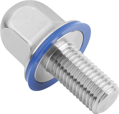 Sechskantschraube Hygienic Design, mit Dichtung, Form A ohne Schaft M04X10, SW=7, Edelstahl 1.4404 unpoliert - K1647.2104X10 - kommt direkt von HUG Technik 😊